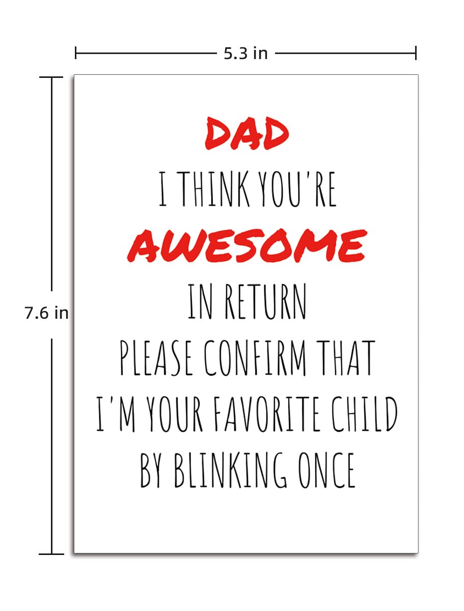 Ikassong Funny Card for Dad Birthday Father's Day 5.3 x 7.6 with 2 Envelopes