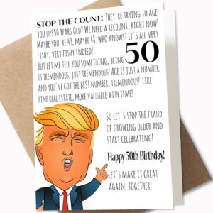 giftsfarm funny 50th birthday card, 50 birthday card for women men, birthday card decoration gifts for him or her turning 50 years old (5 x 7 inch birthday card with kraft envelope)