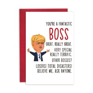 Ulbeelol Trump Boss Card, Funny Boss Day Card, Humorous Birthday Card for Boss, Thanks Card for Boss, Boss Appreciation Card, Best Boss Card