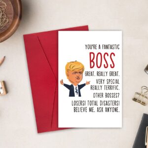 Ulbeelol Trump Boss Card, Funny Boss Day Card, Humorous Birthday Card for Boss, Thanks Card for Boss, Boss Appreciation Card, Best Boss Card