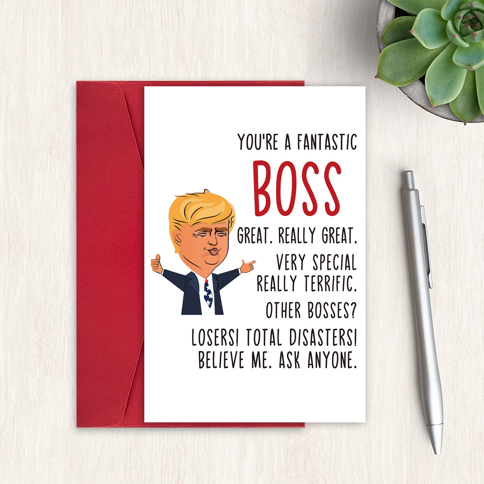 Ulbeelol Trump Boss Card, Funny Boss Day Card, Humorous Birthday Card for Boss, Thanks Card for Boss, Boss Appreciation Card, Best Boss Card