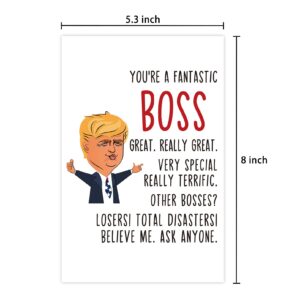 Ulbeelol Trump Boss Card, Funny Boss Day Card, Humorous Birthday Card for Boss, Thanks Card for Boss, Boss Appreciation Card, Best Boss Card