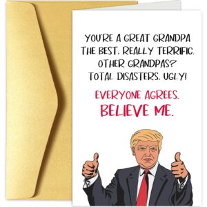 chenive trump fathers day card for grandpa, funny donald trump father’s day card, granddad birthday greeting card, you’re great grandpa