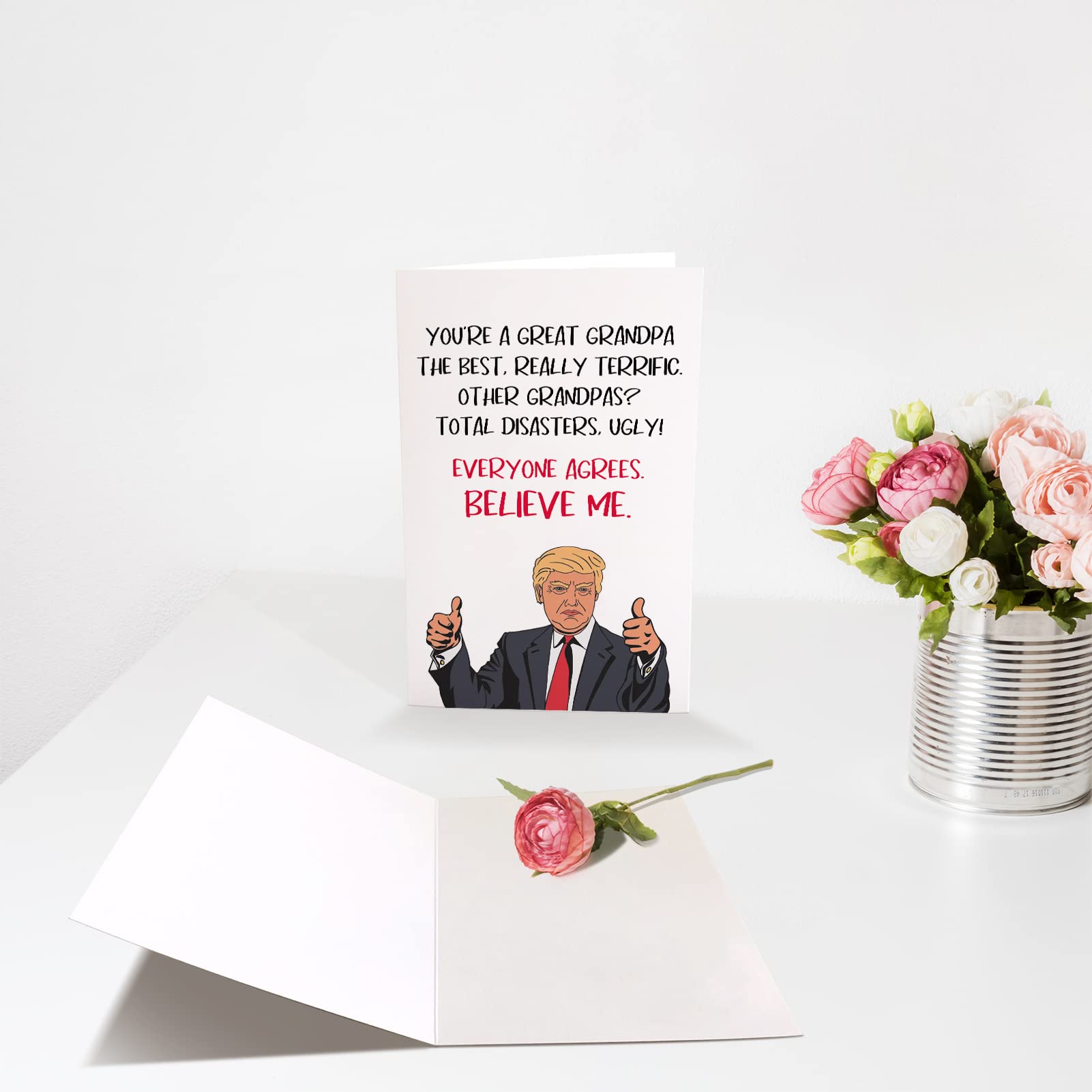 Chenive Trump Fathers Day Card for Grandpa, Funny Donald Trump Father’s Day Card, Granddad Birthday Greeting Card, You’re Great Grandpa