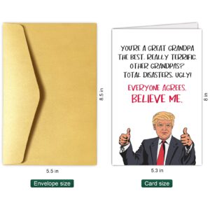 Chenive Trump Fathers Day Card for Grandpa, Funny Donald Trump Father’s Day Card, Granddad Birthday Greeting Card, You’re Great Grandpa