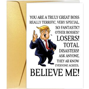 Spercy Funny Trump Boss's Day Card, Trump Birthday Card for Boss, Happy Boss's Day Gift, You Are Truly Great Boss