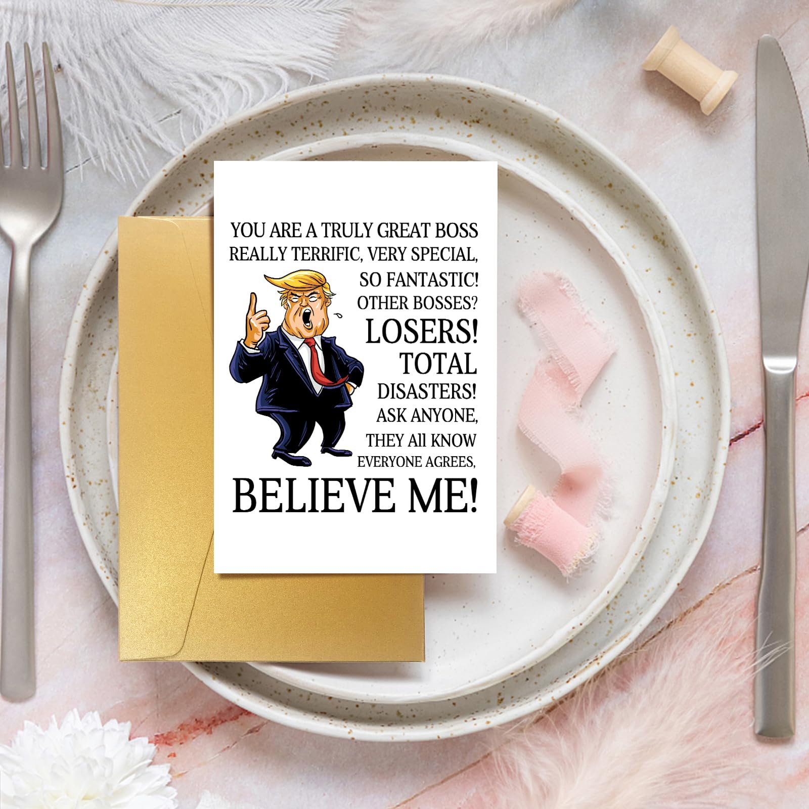 Spercy Funny Trump Boss's Day Card, Trump Birthday Card for Boss, Happy Boss's Day Gift, You Are Truly Great Boss