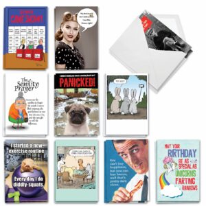 nobleworks - 20 funny box set birthday greeting cards assortment with envelopes (4.63 x 6.75 inch) adult humor variety pack for men and women - birthday bonanza ac8837bdg-b2x10