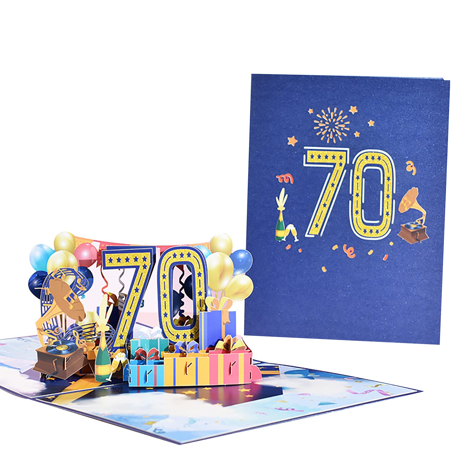 UVATAHONA 70th Greeting Birthday Cards, Pop Up Happy 70th Birthday Card for Him or Her, Cheers 70 Years Old Birthday Cards Best for Husband, Wife, Mom, Dad, Sister, Brother, Friend