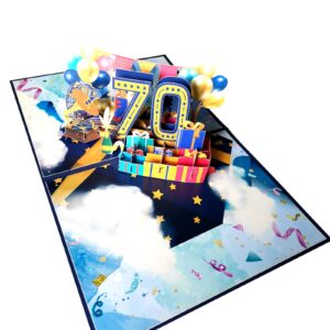 UVATAHONA 70th Greeting Birthday Cards, Pop Up Happy 70th Birthday Card for Him or Her, Cheers 70 Years Old Birthday Cards Best for Husband, Wife, Mom, Dad, Sister, Brother, Friend