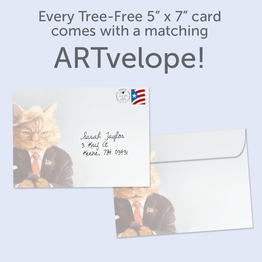 Tree-Free Greetings - Humorous Birthday Cards for Husband - Artful Designs - 1 Card + Matching Envelopes - Made in USA - 100% Recycled Paper - 5"x7" - Trump Cat (GO61448)