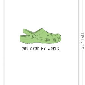 rockdoodles Croc My World Funny Anniversary Card For Husband, Fathers Day Card From Wife, 4.25 in. x 5.5 in.