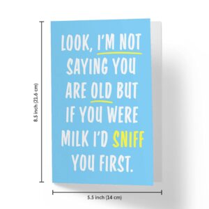 Karto Funny Birthday Card for Men Women, Large 5.5 x 8.5 Happy Birthday Card for Dad Mom, Birthday Card for Brother Sister, Grandpa Grandma Sniff You First