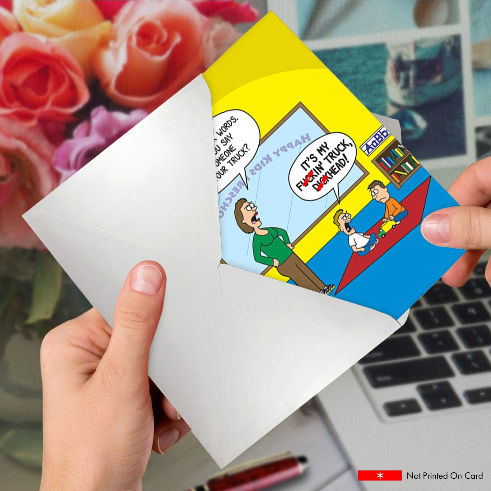 NobleWorks - 1 Happy Birthday Card Funny - Cartoon Humor for Birthdays, Stationery Joke (Buyer Discretion Advised) - F-kin Truck 4373