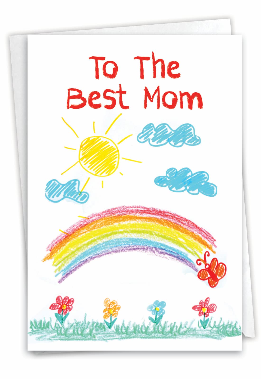 NobleWorks Birthday Mother Greeting Card from Kids (Mother) with 5 x 7 Inch Envelope (1 Card) Mom Love You Mommy-Rainbow C10309IBMG