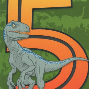 Jurassic World Camp Cretaceous Dinosaur Happy 5th Fifth Birthday Card (Age 5) - Huge Birthday Wishes For a Day That's Tons of Fun!