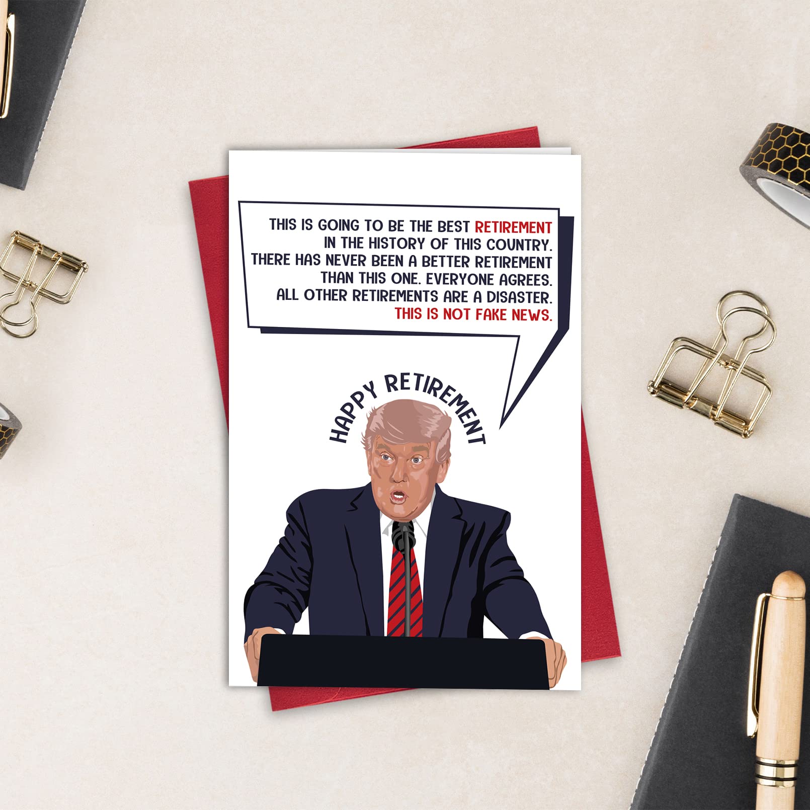 Ulbeelol Funny Donald Trump Retirement Card, Humorous Trump Card for Coworker Friends, The Best Retirement in The History Card