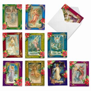 the best card company - 10 religious christmas note cards (4 x 5.12 inch) - boxed angel greeting cards, assorted set (not foil) - christmas angels m1747xs