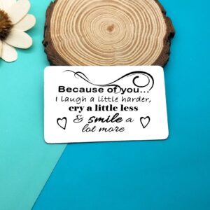 Best Friends Gift Engraved Wallet Card for Sister Friend To My Best Friends Gift Because of You I Laugh a Little Harder Friendship Gifts Graduation Gift Christmas Birthday Wedding Gift for Best Friend