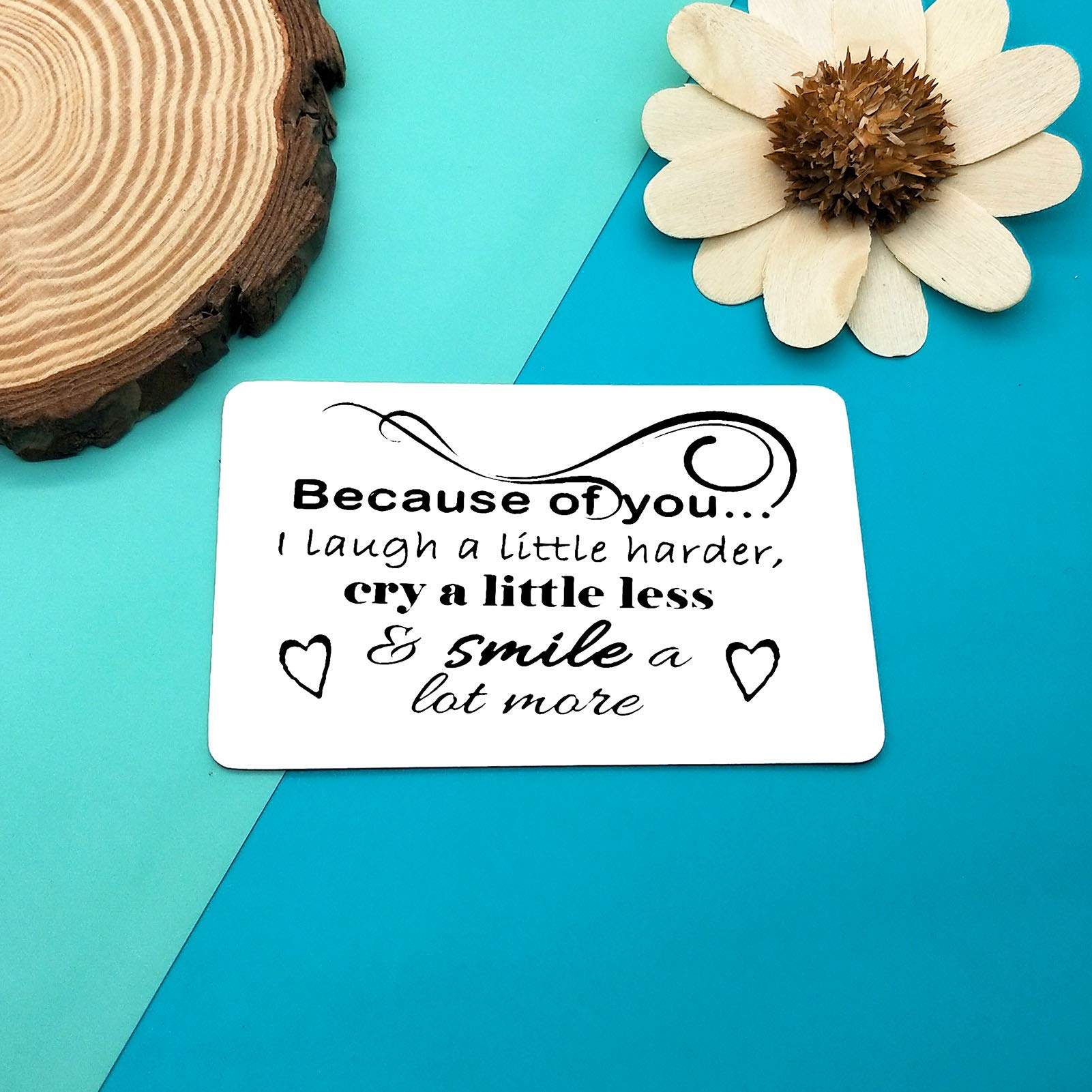 Best Friends Gift Engraved Wallet Card for Sister Friend To My Best Friends Gift Because of You I Laugh a Little Harder Friendship Gifts Graduation Gift Christmas Birthday Wedding Gift for Best Friend