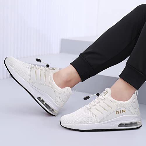 FINOTAR Men Running Shoes Lightweight Breathable Fashion Sneakers Air Mens Walking Shoes Tennis Jogging Gym Travel Outdoor Sports Shoes White 8.5