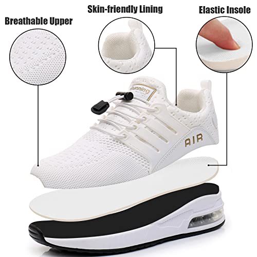 FINOTAR Men Running Shoes Lightweight Breathable Fashion Sneakers Air Mens Walking Shoes Tennis Jogging Gym Travel Outdoor Sports Shoes White 8.5