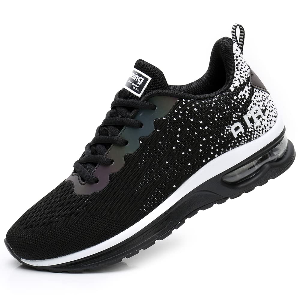 RUMPRA Women Sneakers Lightweight Air Cushion Gym Fashion Shoes Breathable Walking Running Athletic Sport(B-Black,US 8.5