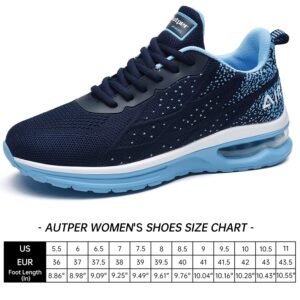 Autper Women Air Running Tennis Shoes Fashion Sneakers for Women Athletic Walking Gym Shoes, Size 8.5 /Blue