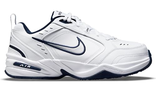 Nike Men's NIKE AIR MONARCH IV (4E) RUNNING SHOES -11.5; White / Metallic Silver-Midnight Navy