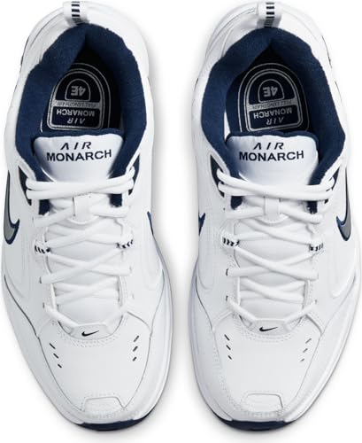 Nike Men's NIKE AIR MONARCH IV (4E) RUNNING SHOES -11.5; White / Metallic Silver-Midnight Navy