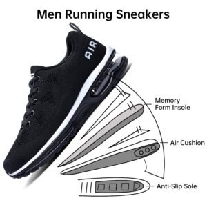 MEHOTO Mens Air Running Sneakers, Men Sport Fitness Gym Jogging Walking Lightweight Shoes, Color BlackWhite, Size 9.5