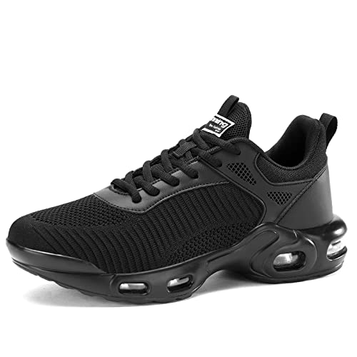 Mens Running Shoes Lightweight Breathable Air Walking Tennis Shoes Comfort Work Fashion Basketball Sneakers Trainers Black