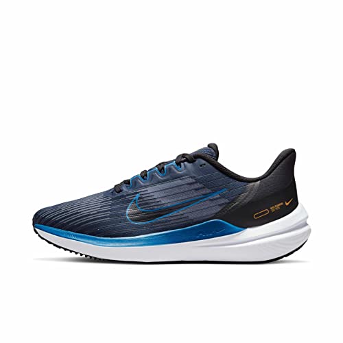 Nike Mens Air Winflo 9 Running Shoe, Obsidian/Dk Marina Blue-Black, 9.5 M US