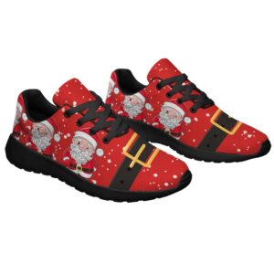 Christmas Santa Claus Shoes Womens Fashion Casual Shoes Mens Breathable Trail Running Sneakers for Girl Boy Black Size 13