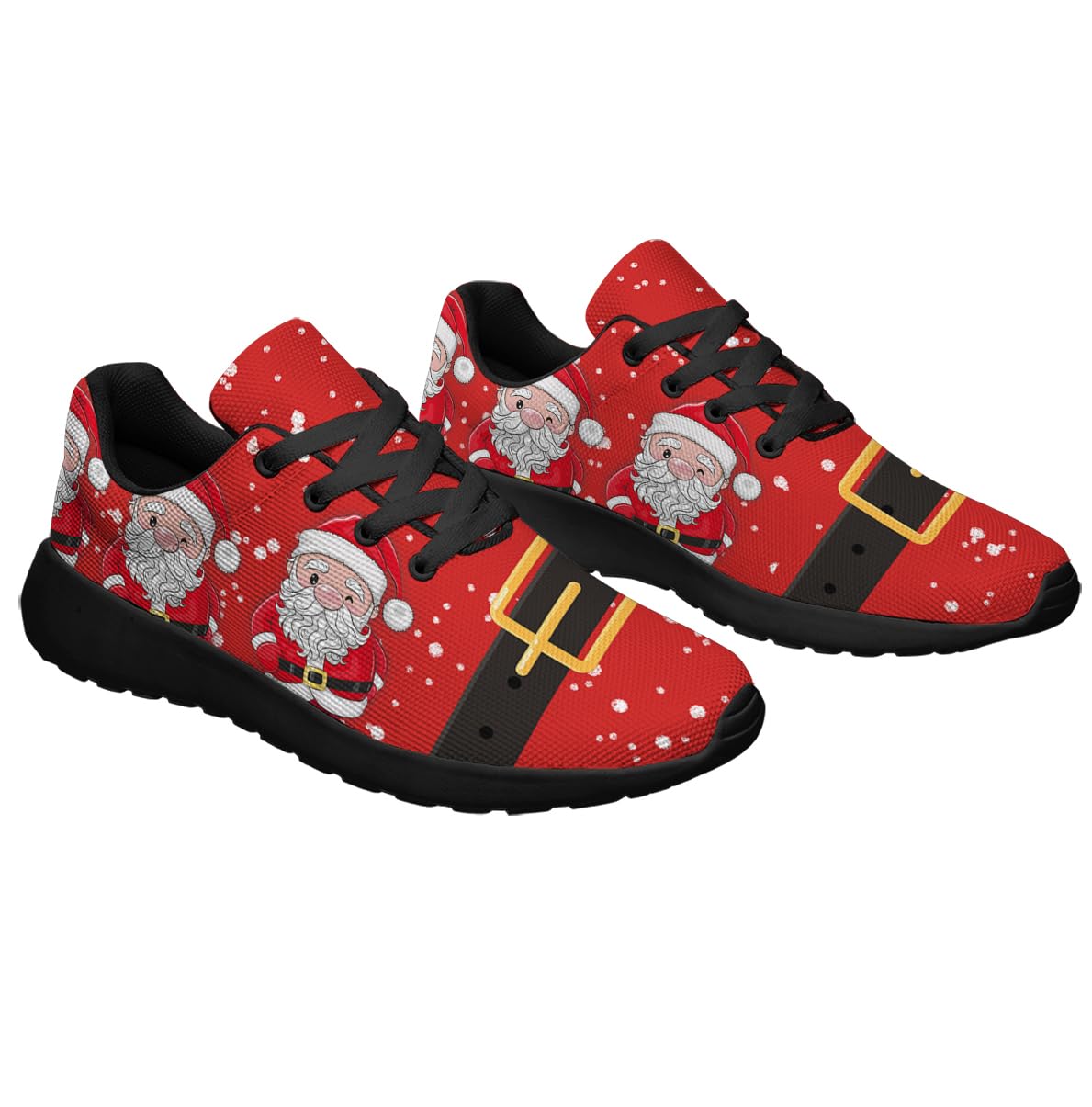 Christmas Santa Claus Shoes Womens Fashion Casual Shoes Mens Breathable Trail Running Sneakers for Girl Boy Black Size 13