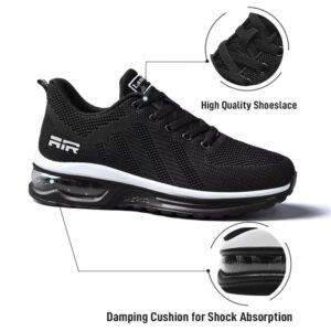 Lamincoa Womens Walking Shoes Lightweight Running Shoes Women’s Tennis Shoes Non Slip Air Shoes Breathable Mesh Air Cushion Sneakers for Gym Workout Sports Black