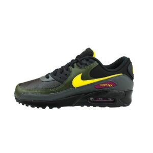 nike mens air max 90 gtx shoes, black/tour yellow-cargo khaki, 10.5