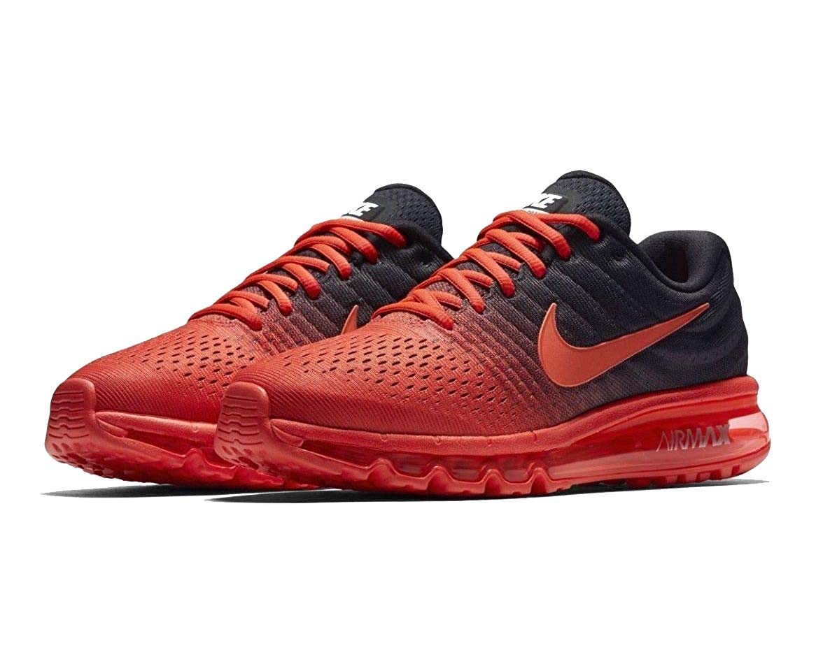 Nike Men's Air Max 2017 Running Shoes-Bright Crimson/Total Crimson-10.5