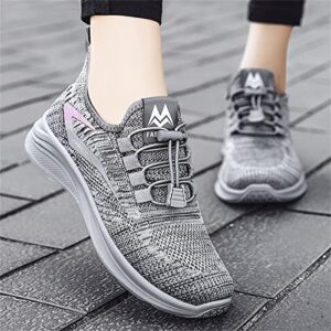 Slip on Sneakers Women Men,Mesh Breathable Low Top Running Shoes Adjustable Elastic Tennis Shoes Lightweight Wide Fitting Sports Sneakers Anti Slip Soft Sole Athletic Shoes Jogging Walking Shoes