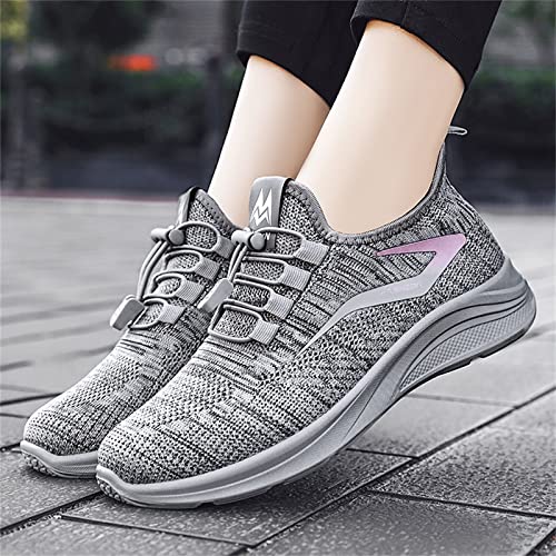 Slip on Sneakers Women Men,Mesh Breathable Low Top Running Shoes Adjustable Elastic Tennis Shoes Lightweight Wide Fitting Sports Sneakers Anti Slip Soft Sole Athletic Shoes Jogging Walking Shoes