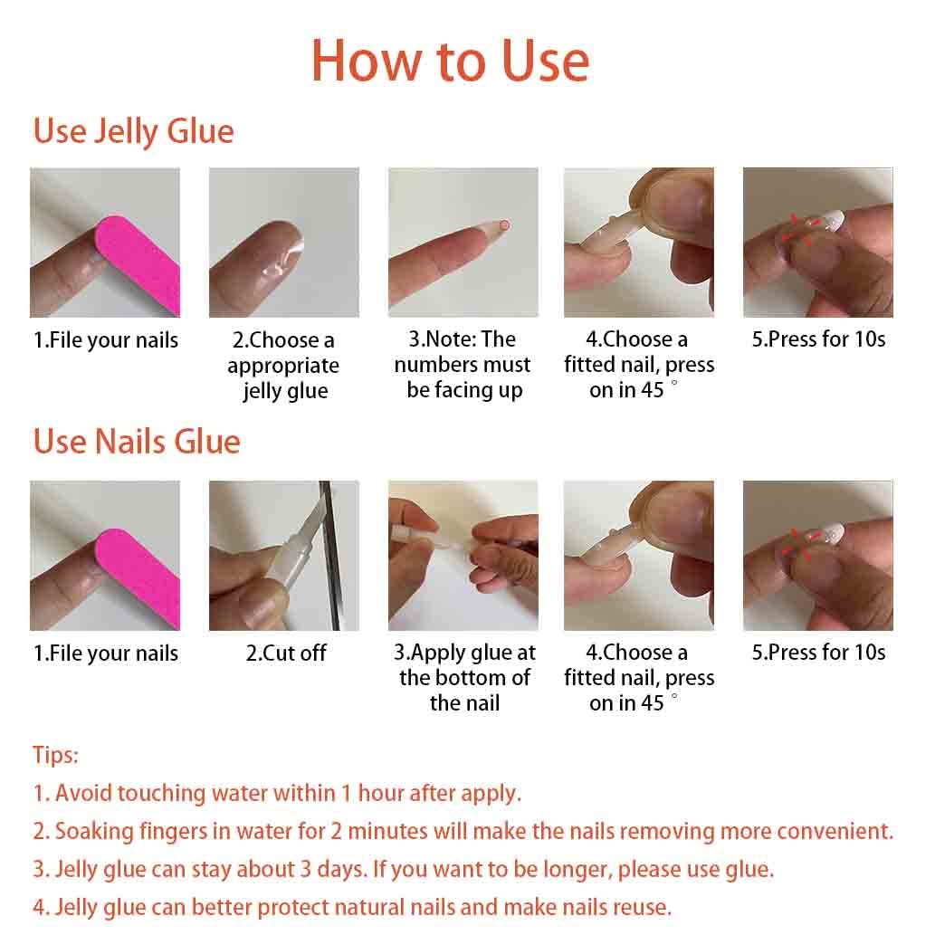 Enppode French Tip Nails Long Press on Nails Coffin Fake Nails Pink Nails Glossy Nails for Women 24 PCS/Set