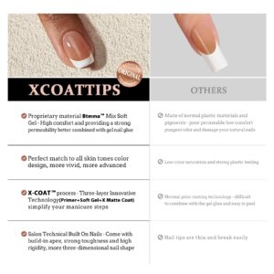 btartboxnails XCOATTIPS French Tip Nails, 300pcs Brown Long Square French Tip Gel Nails, French Tip Press on Nails for DIY Nail Art