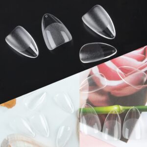 UNA GELLA Short Almond Fake Nails 216pcs Pre-shape Gel Acrylic Nail Tips for Full Cover Nail Extension Home DIY Nail Salon 12 Sizes Gelly Tips