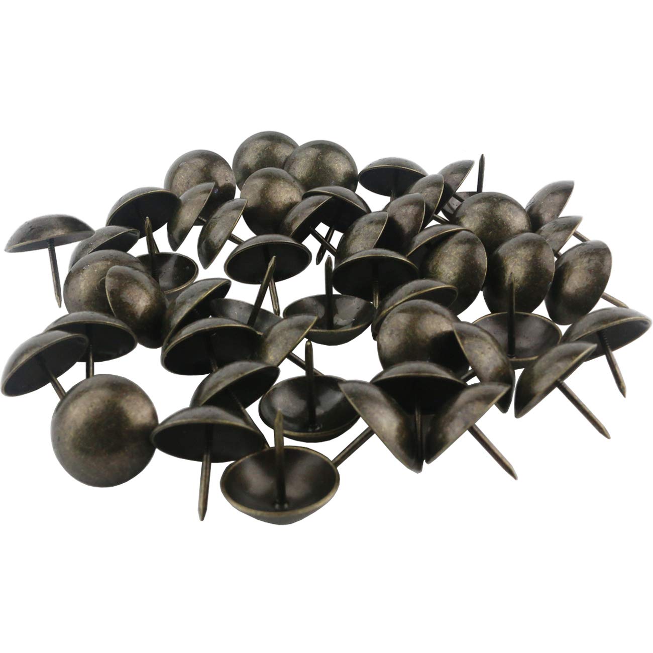 Ogrmar 50PCS Round Large-Headed Nail/Antique Upholstery Nails/Furniture Tacks 1" Diameter Antique Brass (1" x 1")