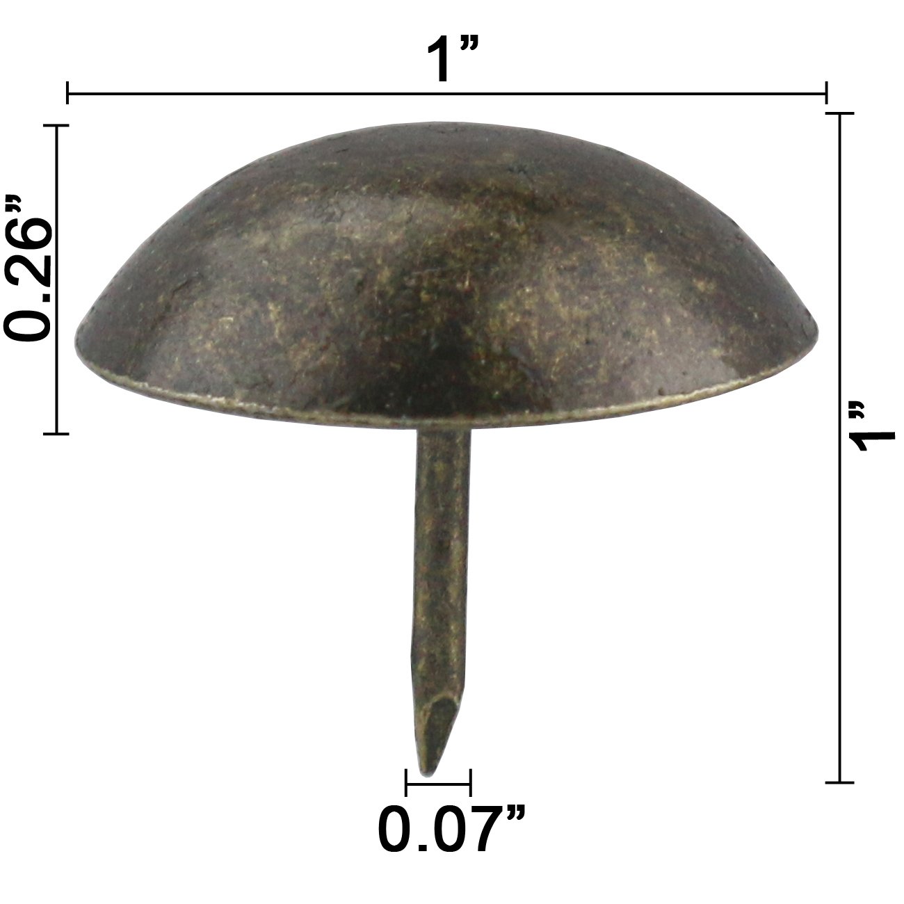 Ogrmar 50PCS Round Large-Headed Nail/Antique Upholstery Nails/Furniture Tacks 1" Diameter Antique Brass (1" x 1")