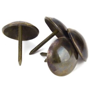 Ogrmar 50PCS Round Large-Headed Nail/Antique Upholstery Nails/Furniture Tacks 1" Diameter Antique Brass (1" x 1")