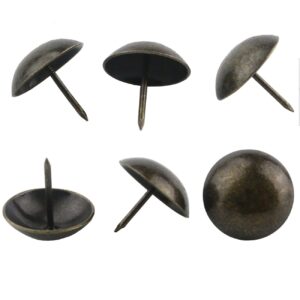 Ogrmar 50PCS Round Large-Headed Nail/Antique Upholstery Nails/Furniture Tacks 1" Diameter Antique Brass (1" x 1")