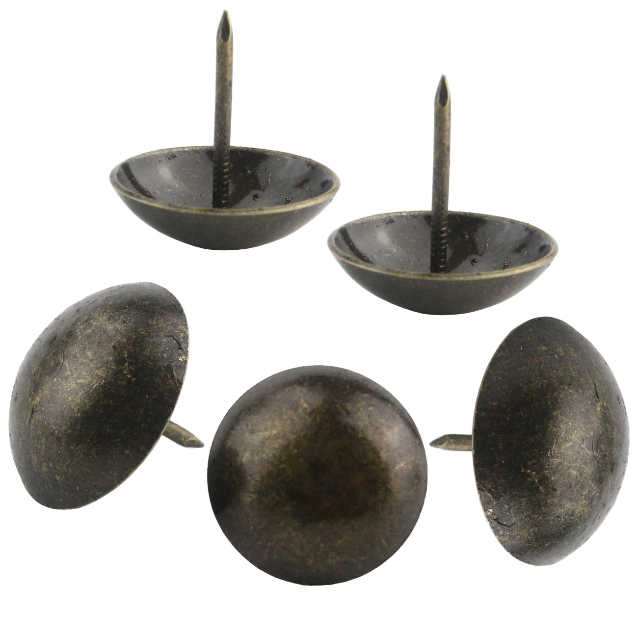 Ogrmar 50PCS Round Large-Headed Nail/Antique Upholstery Nails/Furniture Tacks 1" Diameter Antique Brass (1" x 1")