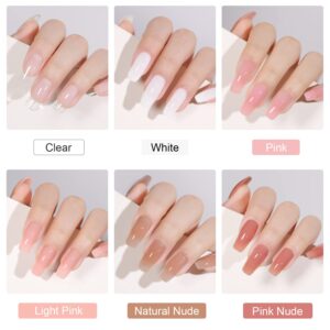 GAOY Poly Gel Nail Kit with U V Light, 6 Pcs Builder Gel Nail Extension Kit for Beginners with Everything Nail Art DIY at Home