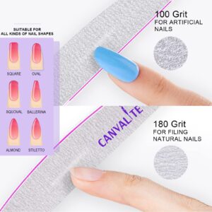 Canvalite 10 PCS Nail File Professional Nail Files Reusable Double Sided Emery Board(100/180 Grit) Nail Styling Tools for Home and Salon Use Christmas Gifts for Women